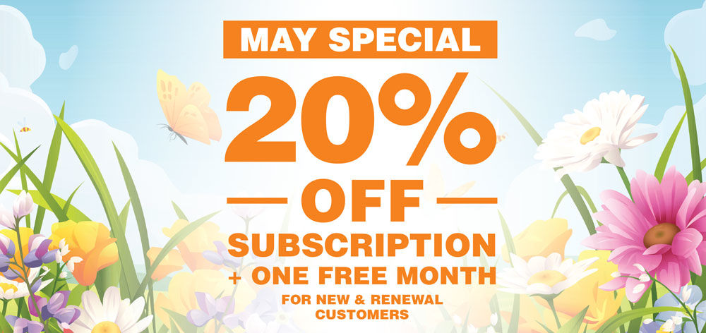 SPECIAL OFFER FOR THE MONTH OF MAY!